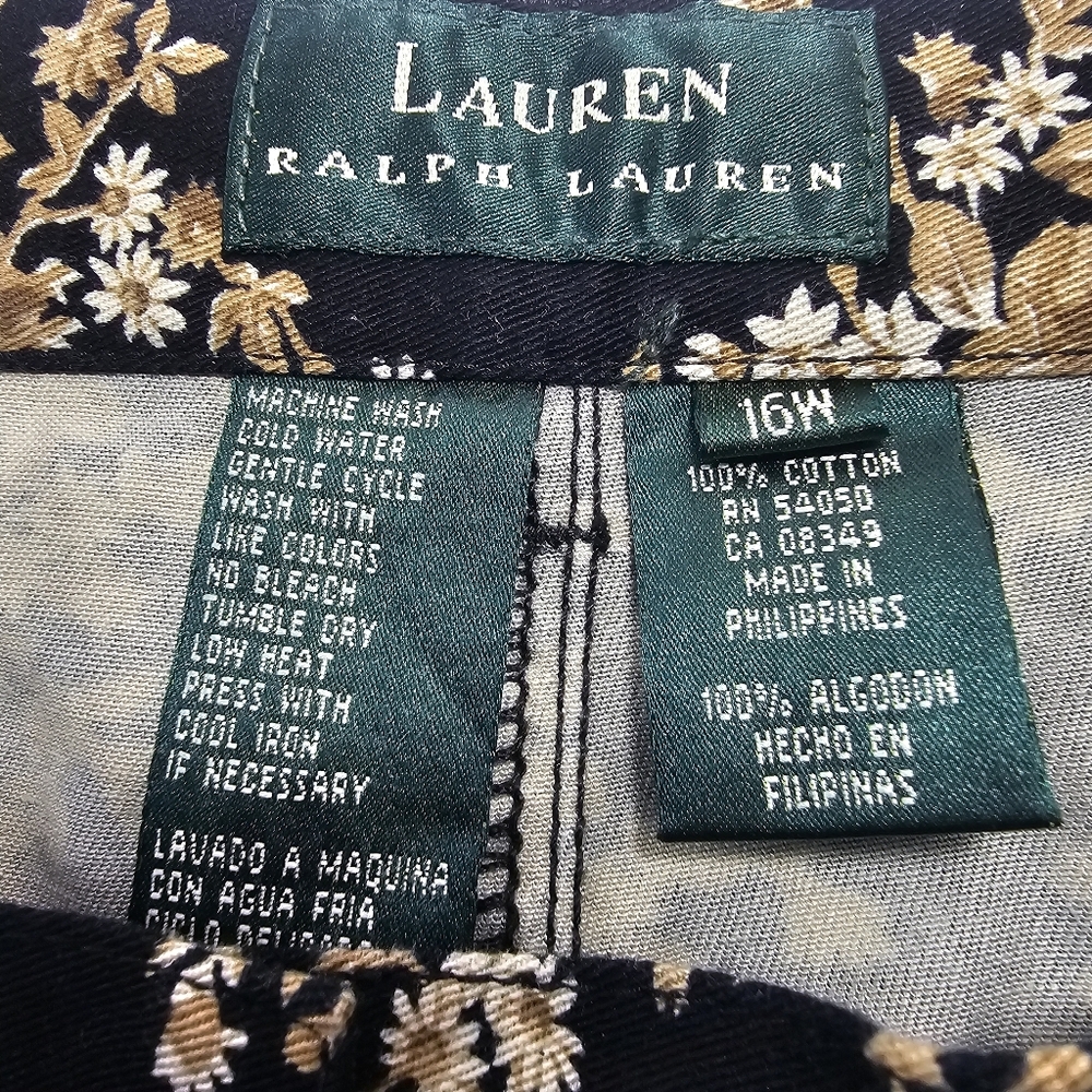 Floral Black and Tan Pants - Picture 4 of 13